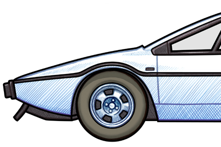 Close up detail of a 1977 Lotus Esprit