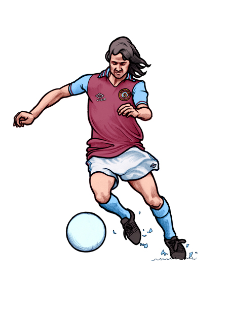 451 Portrait of Aston Villa forward Brian Little in 1977